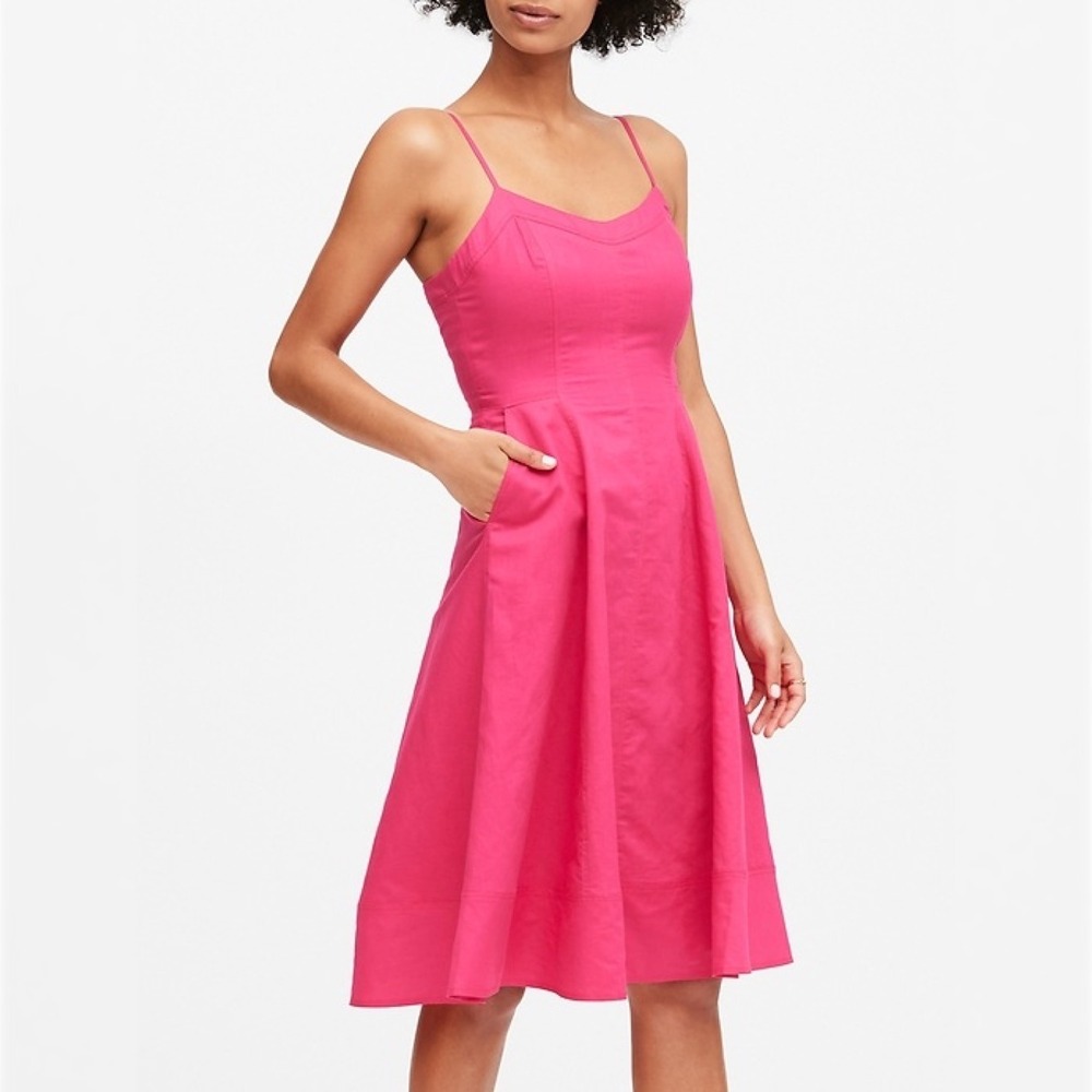 Banana Republic Fuchsia Pink Linen &‎ Cotton Blend Dress Size 2 Petite